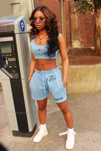 Load image into Gallery viewer, Blue Crop Top Two Piece Set
